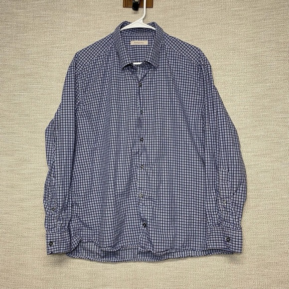 Ermenegildo Zegna Shirt XXL Mens L/S Button Up Blue Plaid READ - Picture 2 of 11